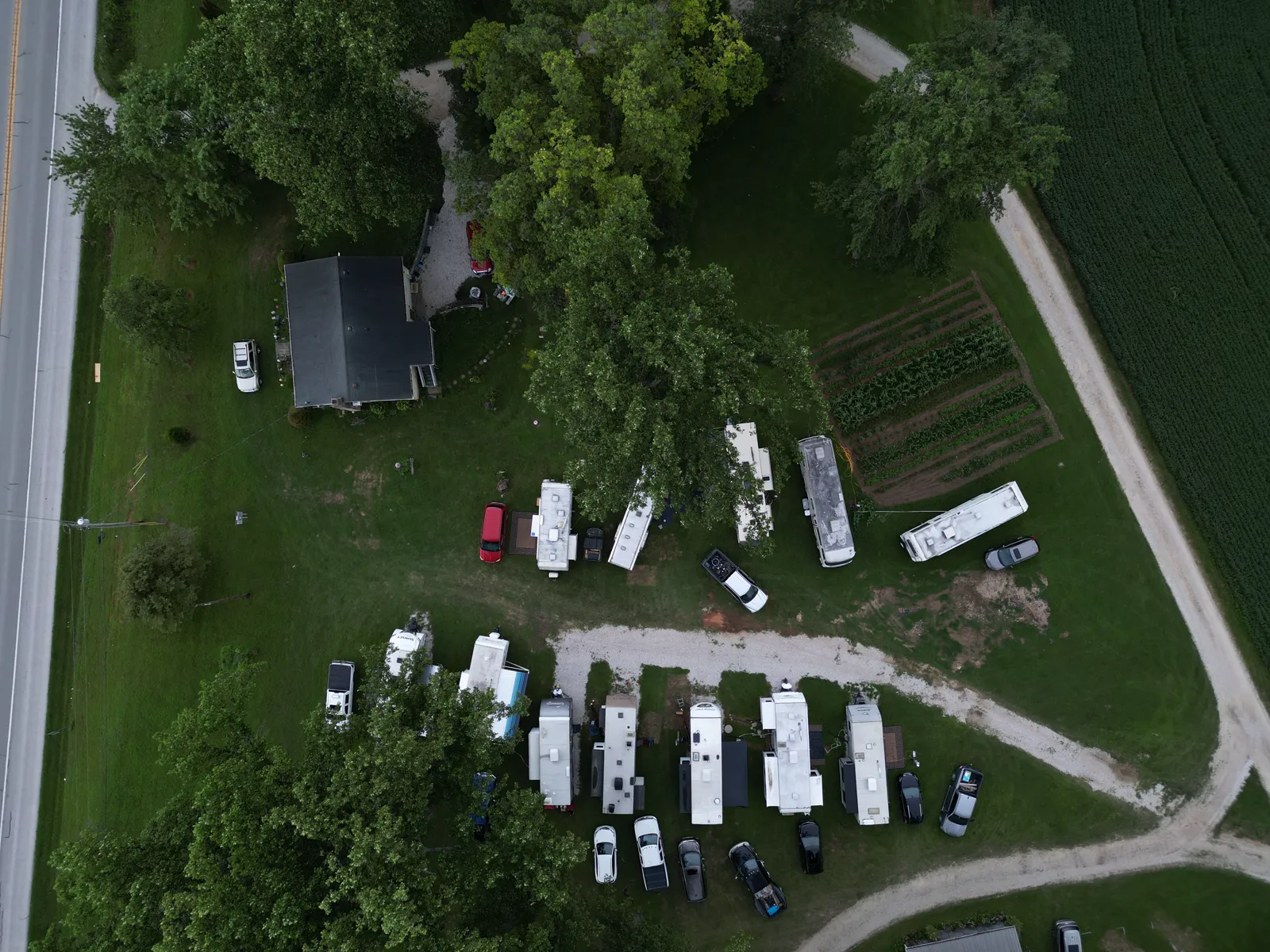Wide view across the grounds and RV field