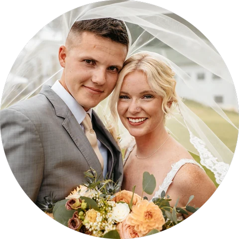 McKenzie and Jared Rea on their wedding day at the Orleans campgrounds